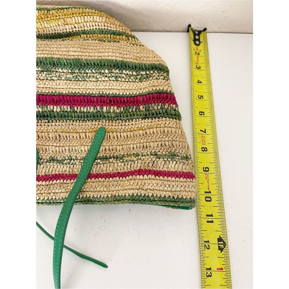 Maje Striped Raffia Basket Bag in the "Casino Green" Summer Stripe Beach Bag - Picture 11 of 13